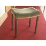 An Elizabeth II limed oak coronation stool, faded velvet upholstery with gold braiding, stamped 'E.R