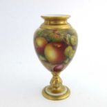 Edward Townsend for Royal Worcester, a fruit painted vase, circa 1939, ovoid pedestal form,