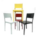 Andre Klauser for Thorsten van Elten, a set of four steel 'Meccano' chairs, powder coated in