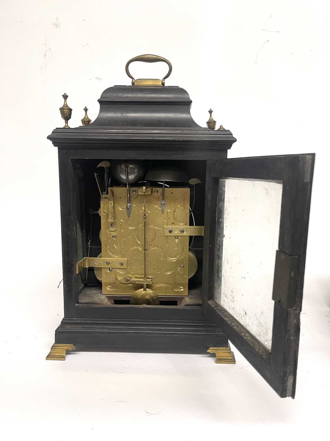 Thomas Green, Bristol Hotwell, a George III bracket clock, ebonised chamfered case, caddy top with - Image 4 of 8