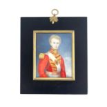 A 19th century military portrait miniature, depicting an army officer, circa 1830, half length, in