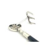 A George V toasting fork, with ebonised rosewood shaft, the fork secured via a gimble mechanism, the