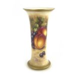 John Freeman for Royal Worcester, a fruit painted vase, circa 1960, trumpet form, decorated with