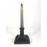 A 19th century French Grand Tour bronze obelisk thermometer, modelled as the Luxor obelisk, Paris,