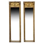 A pair of Regency gilt pier glass mirrors, circa 1820, moulded beadwork borders, acanthus
