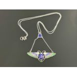 Charles Horner, an Arts and Crafts silver and enamelled pendant, Chester 1908