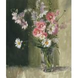 Y Pamela Kay (British, 1939), 'Mallow, Hollyhocks and Marguerittes', signed l.l., titled verso,