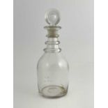 A George III three ring neck glass decanter