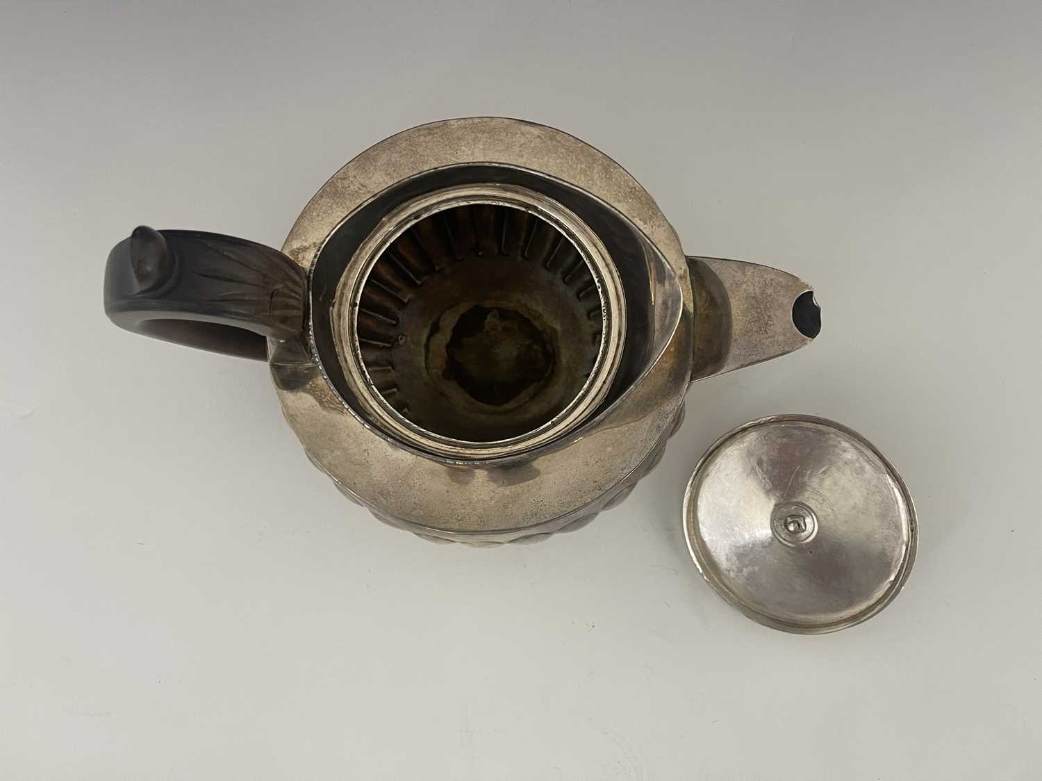 A George III silver teapot, Peter, Ann and William Bateman, London 1802, hemispherical shouldered - Image 5 of 7