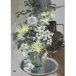 Y John Yardley (British, 1933), still life of daisies and other flowers in a glass vase, signed l.