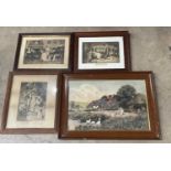Four vintage furnishing prints, framed (4)