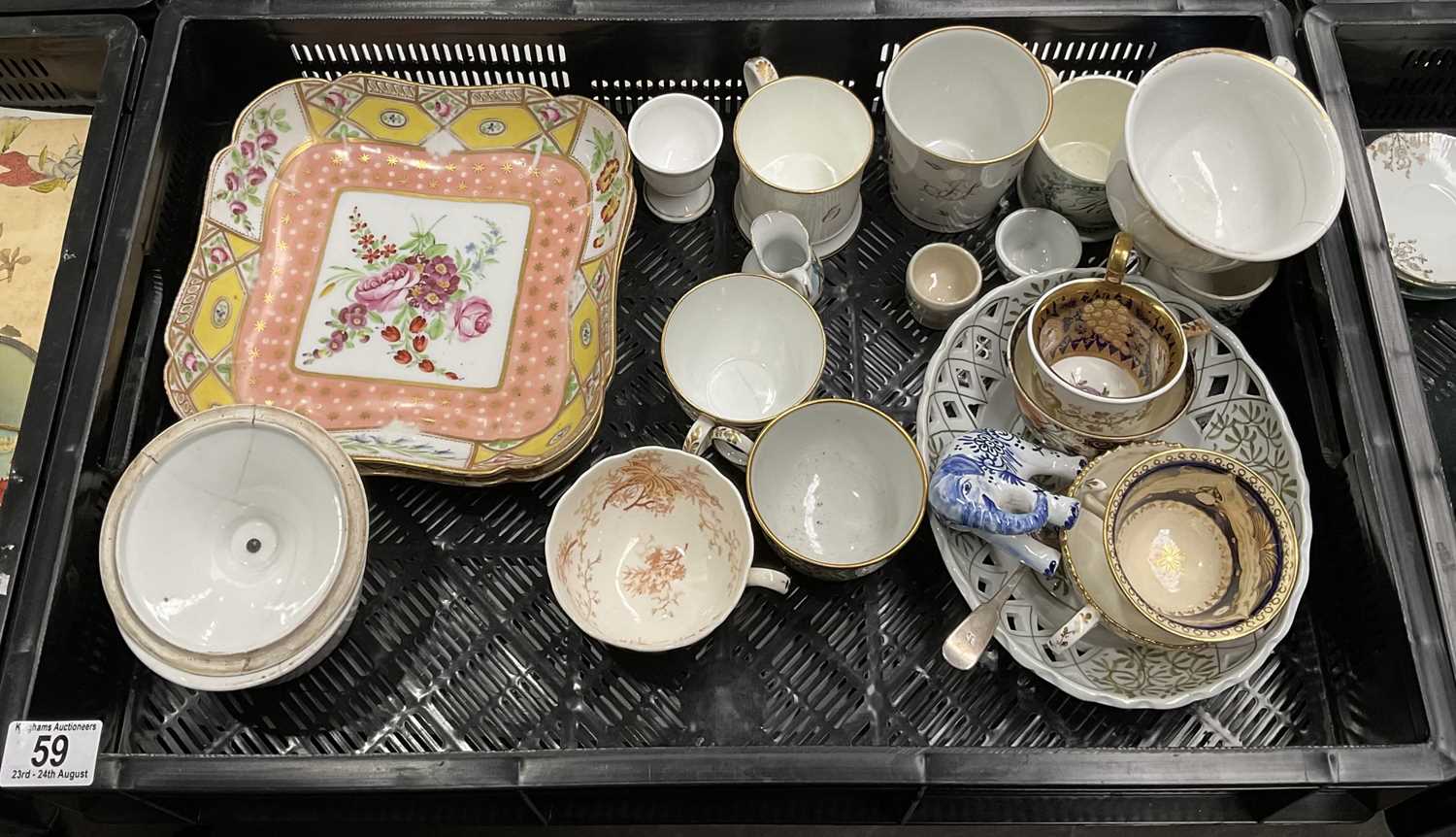 A collection of Continental and British ceramics including Sevres type plates, Staffordshire named