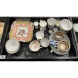 A collection of Continental and British ceramics including Sevres type plates, Staffordshire named