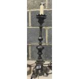 Cast metal lamp, modelled in the form of a Gothic altar candlestick