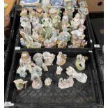 A large collection of Bisque Continental figurines (2 trays)