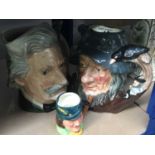 Royal Doulton Character jugs, Mark Twain and Rip Van Winkle and another Sandland ware (3)