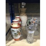 A pair of Japanese vases, pair of jugs, lamp and sundry items (7)