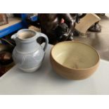 Two Winchcombe studio pottery items, including a jug and a stoneware bowl (2)