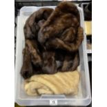 A selection of fur items, to include a ranch mink jacket, a palomino mink cape/stole, and a squirrel