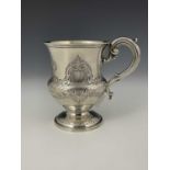 An early Victorian silver Christening mug, ensuite with fitted presentation case, the mug