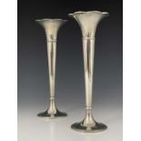 Tiffany & Co. A pair of twentieth-century American silver trumpet form vases, the top of each with