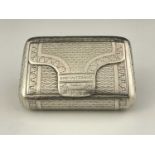 George III novelty silver satchel form snuff box, the body decorated with wriggle work and