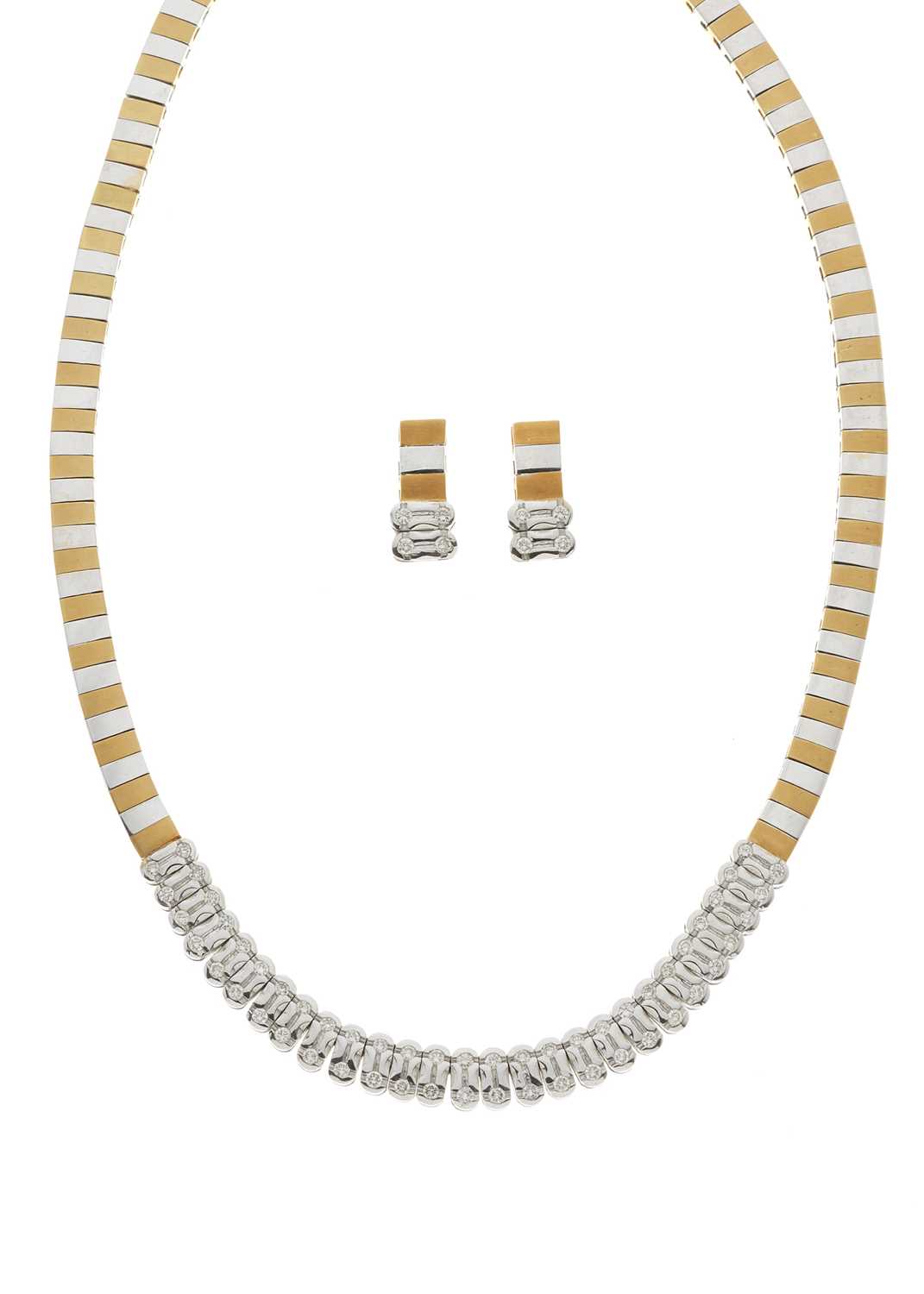 A set of 18ct bi-colour gold diamond jewellery