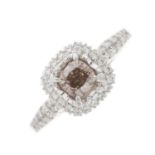 An 18ct gold fancy coloured diamond and diamond cluster dress ring