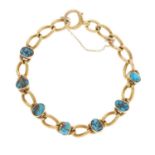 A late Victorian 18ct gold turquoise matrix bracelet