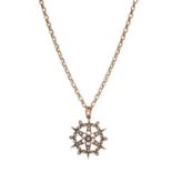 An early 20th century 9ct gold split pearl star pendant, with chain