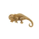 An early 20th century gold chameleon brooch