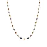 A 14ct gold vari-hue sapphire line necklace