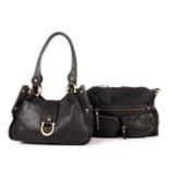 Coccinelle, two handbags, to include a black leather hobo handbag with brushed gold-tone hardware,