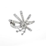 A mid 20th century vari-cut diamond spray brooch