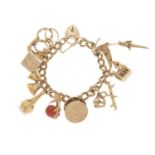 A mid 20th century 9ct charm bracelet