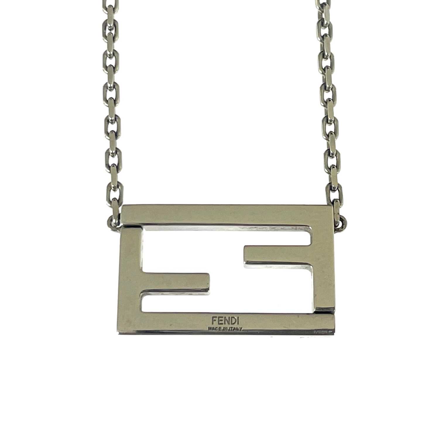 Fendi, a Zucca FF monogram necklace, crafted from silver-tone hardware, featuring the maker's FF