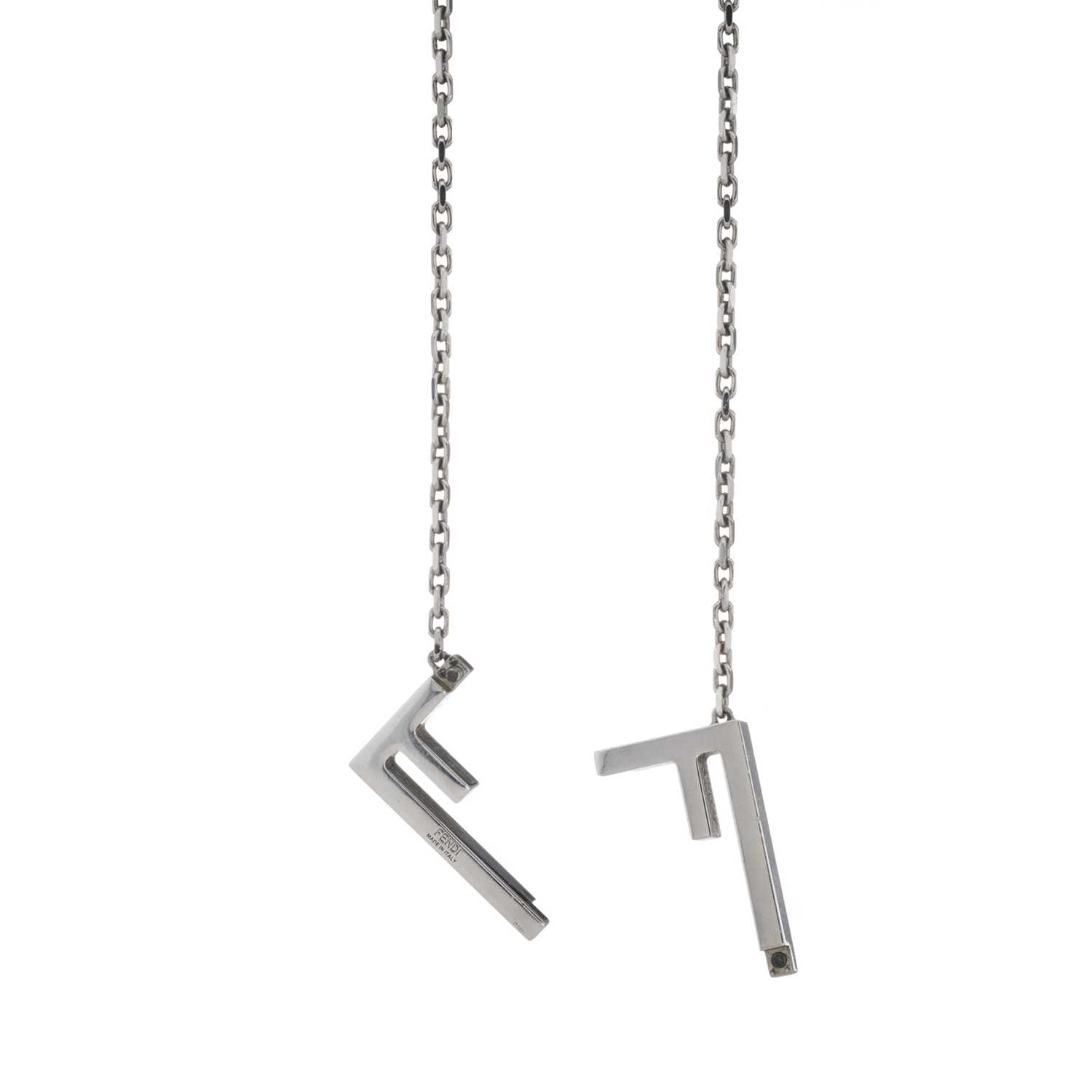 Fendi, a Zucca FF monogram necklace, crafted from silver-tone hardware, featuring the maker's FF - Image 3 of 4