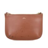 A.P.C, a Sarah leather crossbody handbag, crafted from smooth tan leather, featuring an adjustable