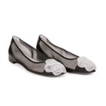 Chanel, a pair of unworn Camellia mesh flat ballerina pumps, featuring black mesh uppers, with black