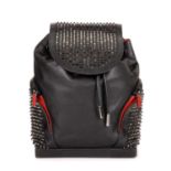 Christian Louboutin, an Explorafunk backpack, crafted from grained black leather, featuring the