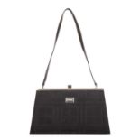 Burberry, a hinged frame handbag, featuring the maker's black haymarket check textile exterior, with