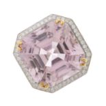 An 18ct gold kunzite and diamond cocktail cluster ring