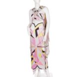 Emilio Pucci, a full-length silk bandeau dress, featuring a geometric pattern throughout, with two