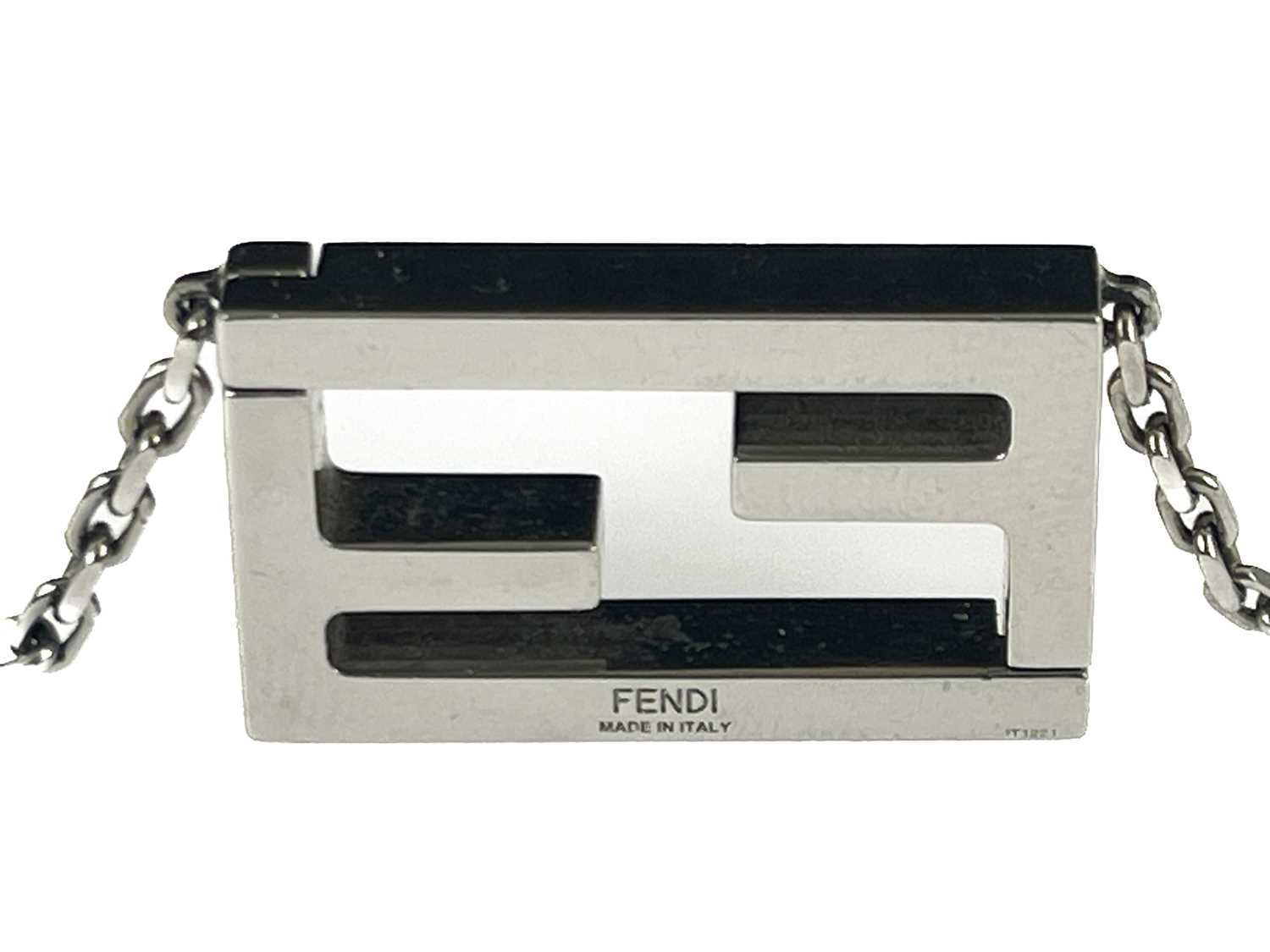Fendi, a Zucca FF monogram necklace, crafted from silver-tone hardware, featuring the maker's FF - Image 2 of 4