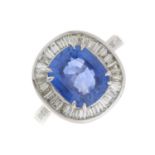 A sapphire and diamond cluster ring