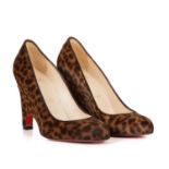Christian Louboutin, a pair of Morphing wedge pumps, featuring leopard patterned pony hair uppers,