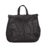 Bottega Veneta, a large Intrecciato leather hobo handbag, crafted from black calf leather, featuring