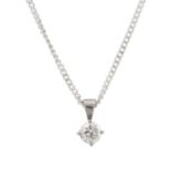 An 18ct gold diamond single-stone pendant, with chain