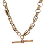 A 9ct gold fancy-link Albert chain