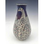 Sally Tuffin for Richard Dennis Chinaworks, Peacocks flask and cover, white lustre, tear drop
